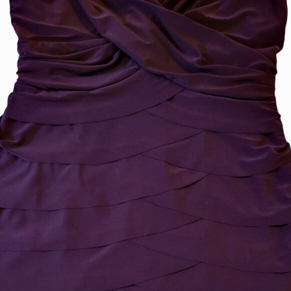 American Living Eggplant Ruched Surplice Neckline Tiered Sleeveless Dress Size 6 - Picture 6 of 9